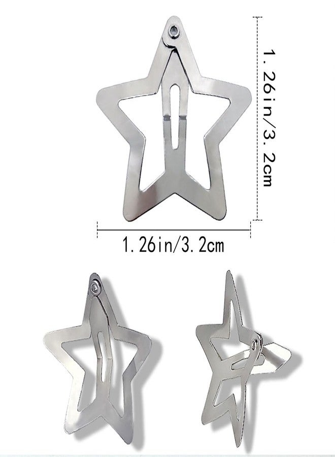 Qoaimu 20 Pcs Star Hair Clips, Silver Star Hair Clips, Star Snap Hair Clips, Non Slip Star Hair Accessories, Pentagram Star Clips for Hair, Barrettes Metal Hair Clip, Y2K Hair Accessories for Women Girls - Image 4